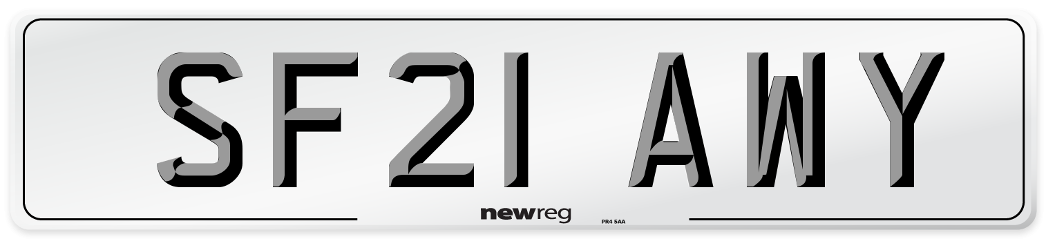 SF21 AWY Number Plate from New Reg